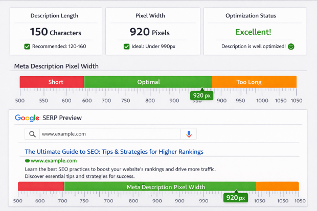 Meta Description Length Checker tool preview